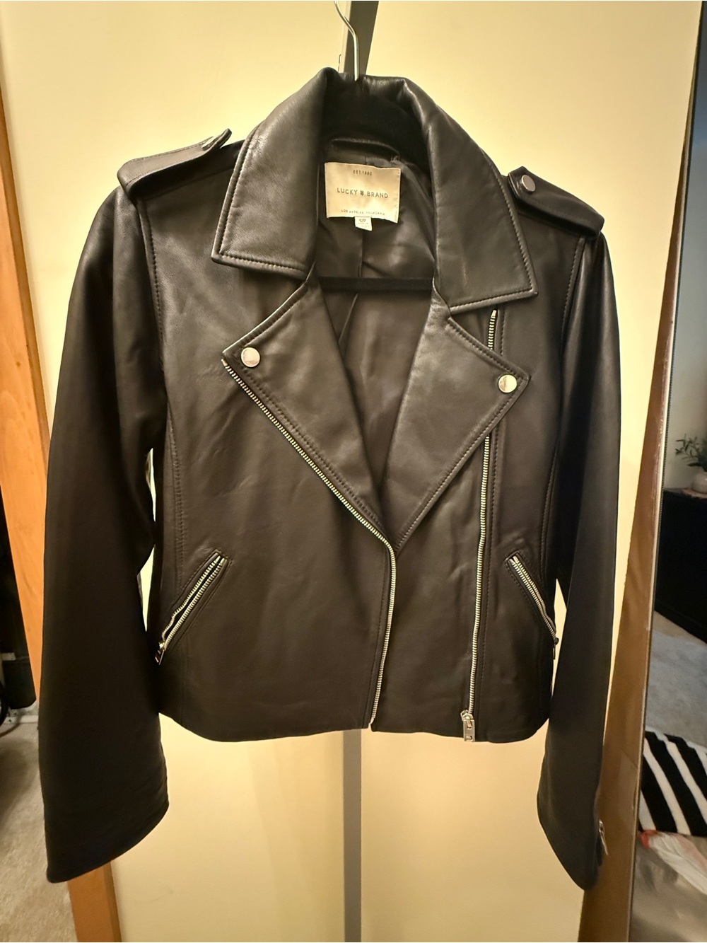 Lucky Brand Black Leather Asymmetrical Moto Jacket